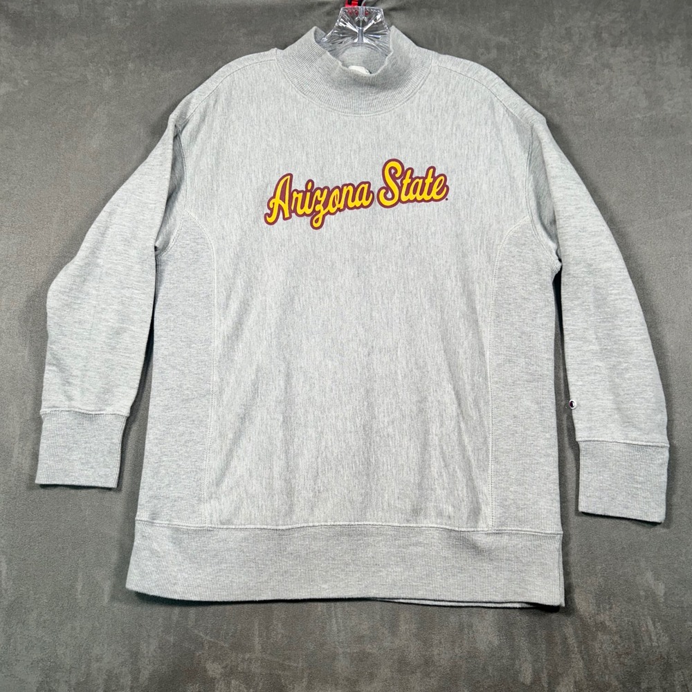 Champion Reverse Weave Arizona State Mock Neck Sweatshirt Gray Medium ASU